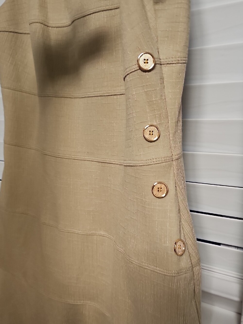 Enfocus Studio Taupe Sleeveless Midi Dress with Side Button Trim - Picture 4 of 8